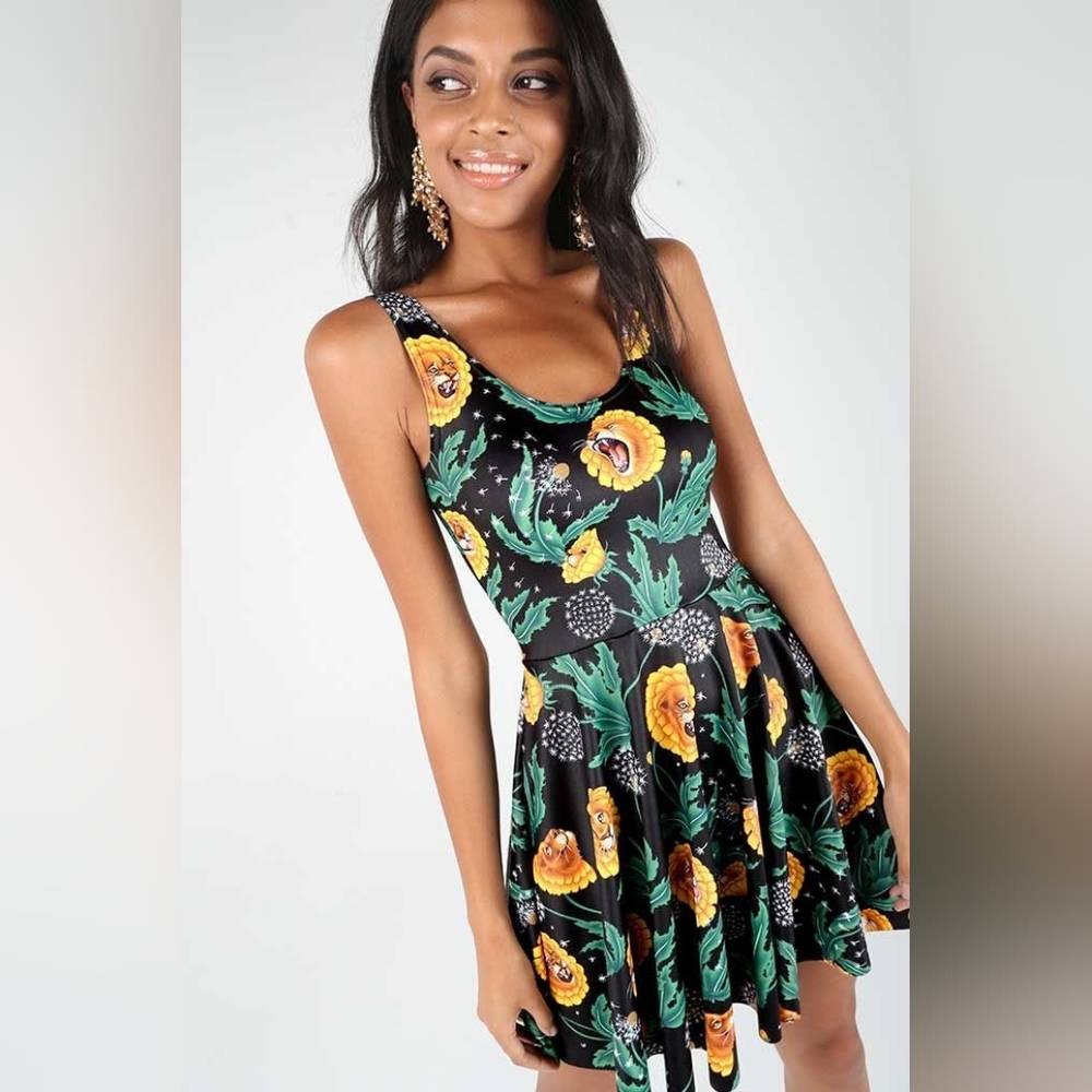 BlackMilk Dandy Lions Scoop Skater Dress
